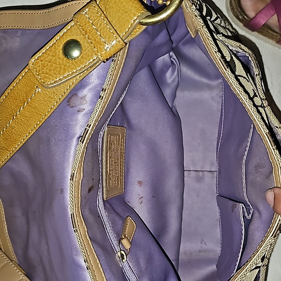 VTG Coach purse Y2K brown and patent leather yellow gold 12562 - Picture 9 of 12